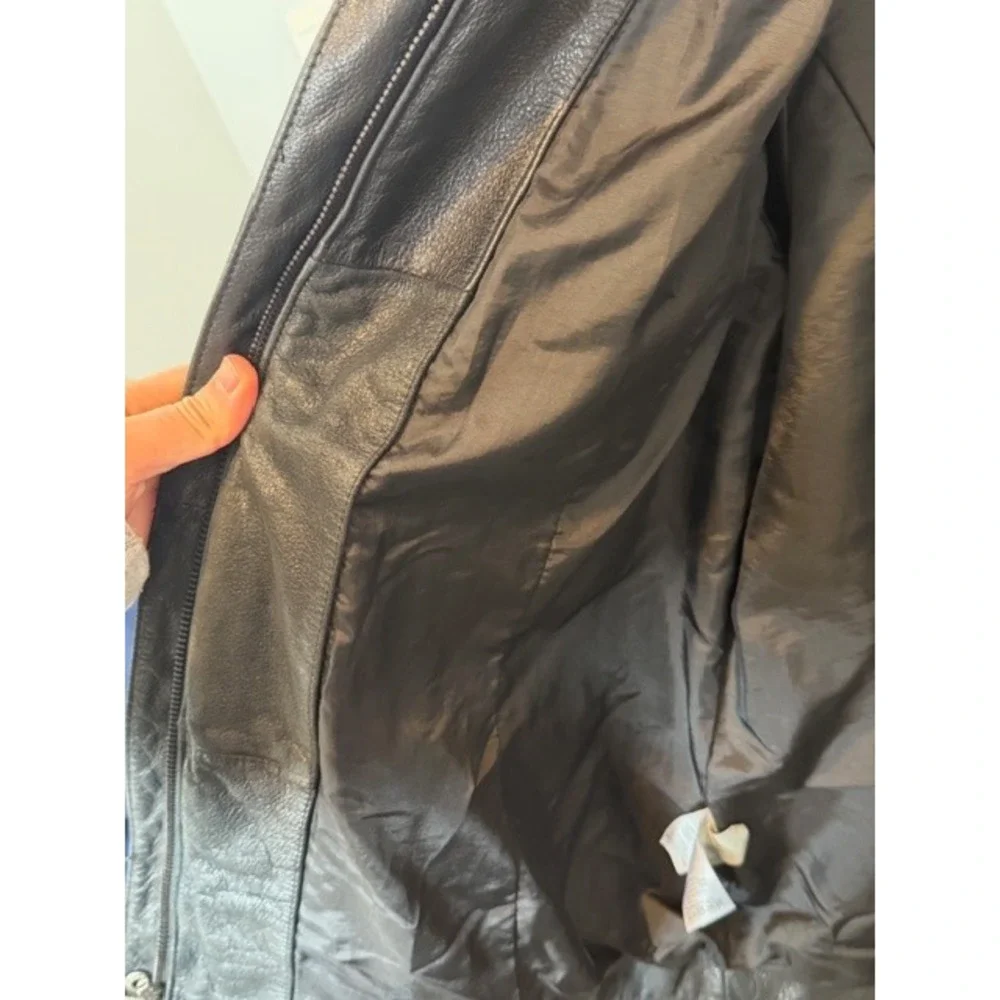 Eddie Bauer Womens‎ Black Leather Investment Jacket Medium